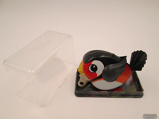 Lulu bird. Tinplate & plastic. Lehmann. Western Germany. 1960's. Box