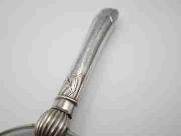 Lupa de mesa / despacho. Plata de ley. Joseph Yates. Grabados conchas. 1910