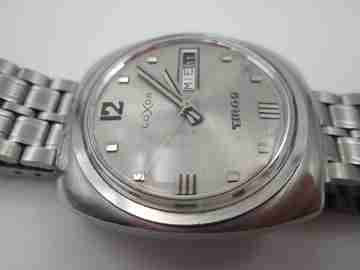 Luxor Tiros. Acero inoxidable. Automático. Brazalete. Día y fecha. 1970. Suiza