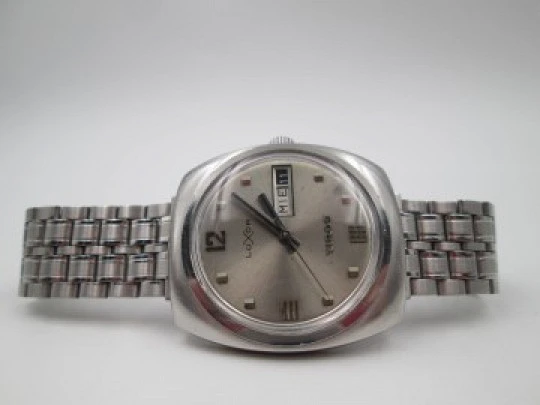 Luxor Tiros. Stainless steel. Automatic. Date & day. Bracelet. Swiss. 1970's