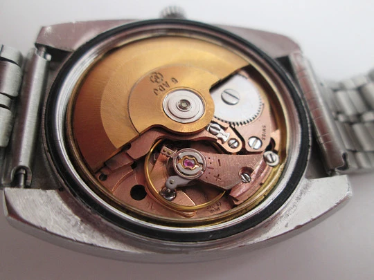 Luxor Tiros. Stainless steel. Automatic. Date & day. Bracelet. Swiss. 1970's