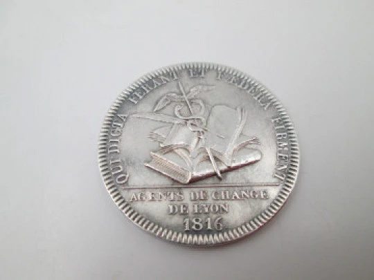 Lyon Exchange Agents medal. Sterling silver. Jean-Pierre Droz. 1816. France