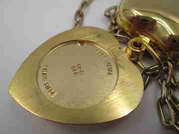 Lys women's heart pendant watch. Gold plated. Manual wind. Key and chain. 1970's