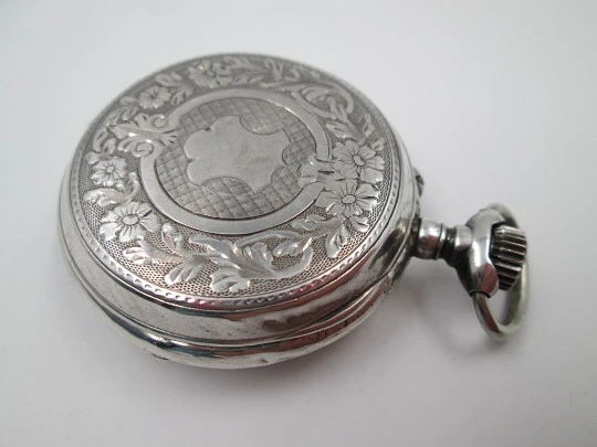 M.P. grand complication pocket watch. 800 silver. Quantiéme Suisse. 1900