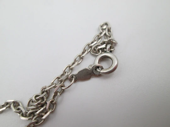 Maltese openwork cross pendant with link chain. Sterling silver. Spring ring clasp. 1990's