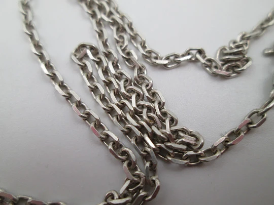 Maltese openwork cross pendant with link chain. Sterling silver. Spring ring clasp. 1990's