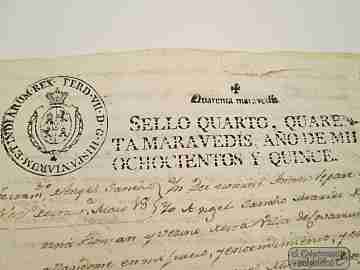 Manuscript 1815. Ángel Sancho testament. Two tax seals
