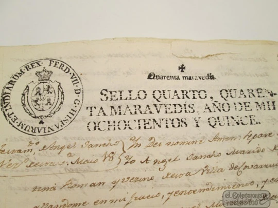 Manuscript 1815. Ángel Sancho testament. Two tax seals