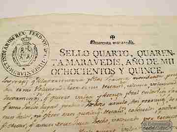 Manuscript 1815. Ángel Sancho testament. Two tax seals