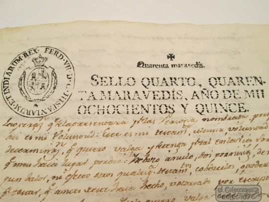 Manuscript 1815. Ángel Sancho testament. Two tax seals