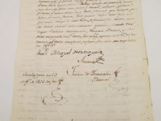 Manuscript 1815. Ángel Sancho testament. Two tax seals