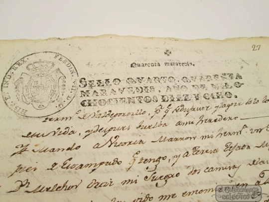 Manuscript 1818. Testament. Two tax seals. Covarrubias