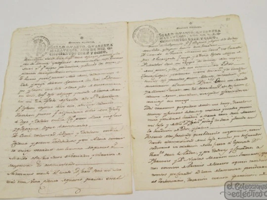 Manuscript 1818. Testament. Two tax seals. Covarrubias