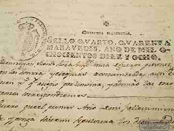 Manuscript 1818. Testament. Two tax seals. Covarrubias