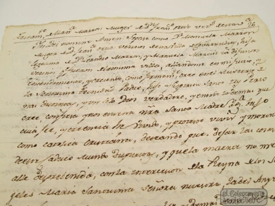 Manuscript 1818. Testament. Two tax seals. Covarrubias