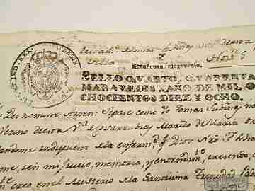 Manuscript 1818. Tomás Subiñas testament. Two tax seals