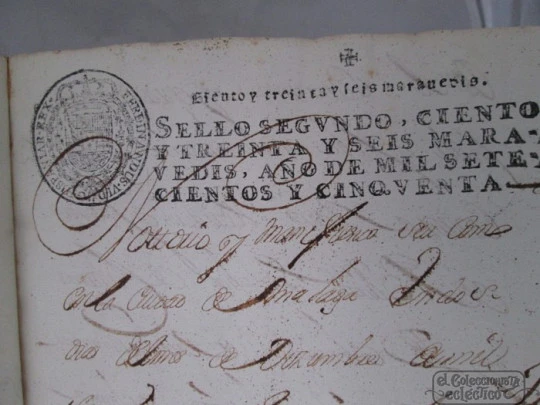 Manuscript. 1750. Judicial sale house. Málaga. Parchment covers