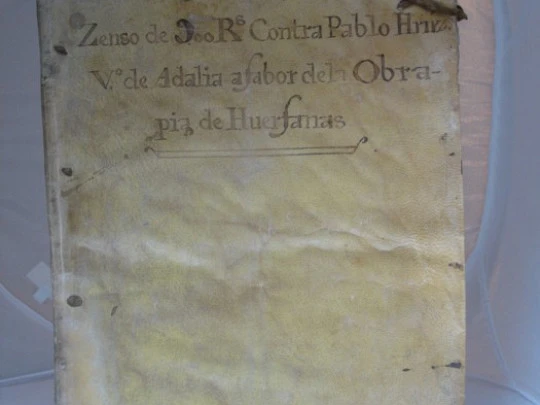 Manuscript. Work Pious orphaned. 1711. Valladolid. Parchment covers