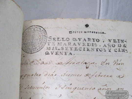 Manuscrito. Títulos de censo. 1758. Vélez. Tapas pergamino