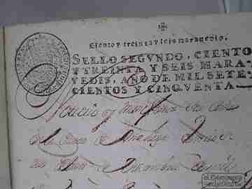Manuscrito. Venta judicial casa. 1750. Málaga. Tapas pergamino