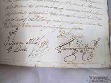 Manuscrito. Venta judicial casa. 1750. Málaga. Tapas pergamino