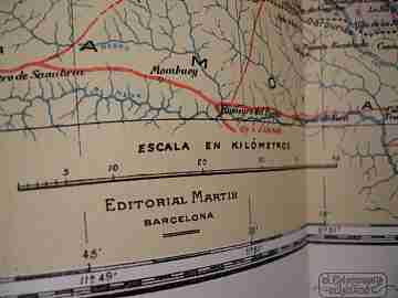 Mapa entelado. León. 1952. Editorial Martín. Color. Barcelona