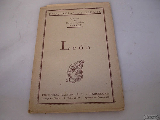 Mapa entelado. León. 1952. Editorial Martín. Color. Barcelona