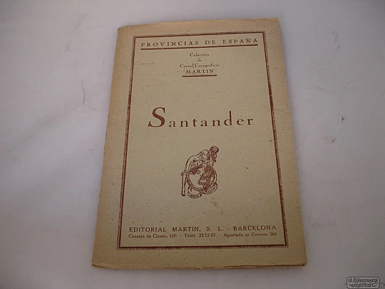 Mapa entelado. Santander. 1950. Editorial Martín. Color. 7 hojas