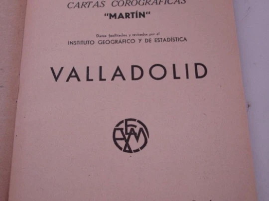 Mapa entelado. Valladolid. 1952. Editorial Martín. Color. 6 hojas