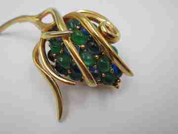 Marcel Boucher pineapple brooch. Gold plated & bitone rhinestones. 1950's. USA