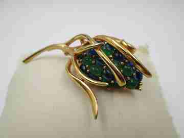 Marcel Boucher pineapple brooch. Gold plated & bitone rhinestones. 1950's. USA