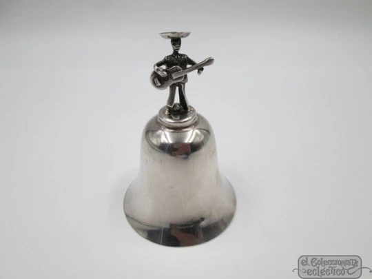 Mariachi hand bell. 1970's. Clapper. Ecuadorian Silversmiths