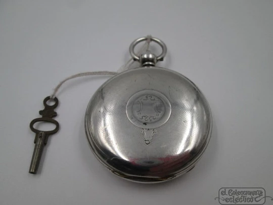 Masonic pocket watch. Sterling silver. Key-wind. 19th century