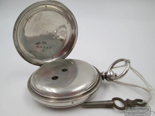 Masonic pocket watch. Sterling silver. Key-wind. 19th century