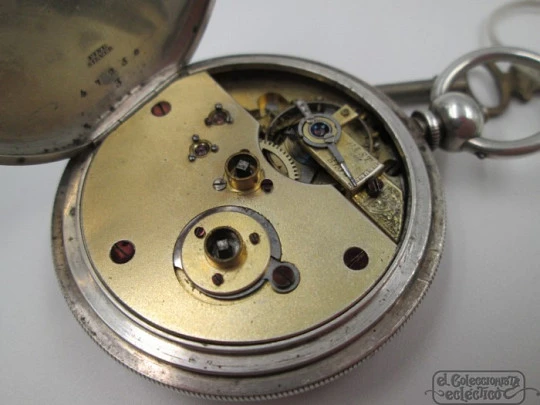 Masonic pocket watch. Sterling silver. Key-wind. 19th century
