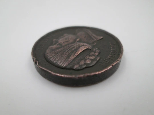 Mathilde Bonaparte copper medal. Princess bust on relief. Gaybard. 1850. France