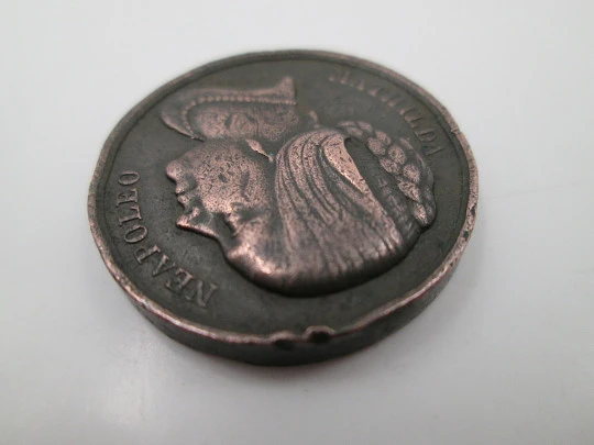 Mathilde Bonaparte copper medal. Princess bust on relief. Gaybard. 1850. France