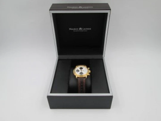 Maurice Lacroix chronograph. Automatic. Steel and gold plated. Box. 1995's. Swiss