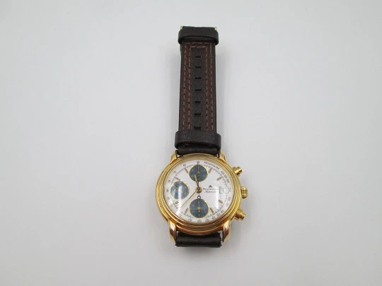 Maurice Lacroix chronograph. Automatic. Steel and gold plated. Box. 1995's. Swiss