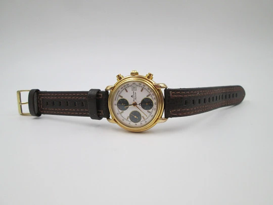 Maurice Lacroix chronograph. Automatic. Steel and gold plated. Box. 1995's. Swiss