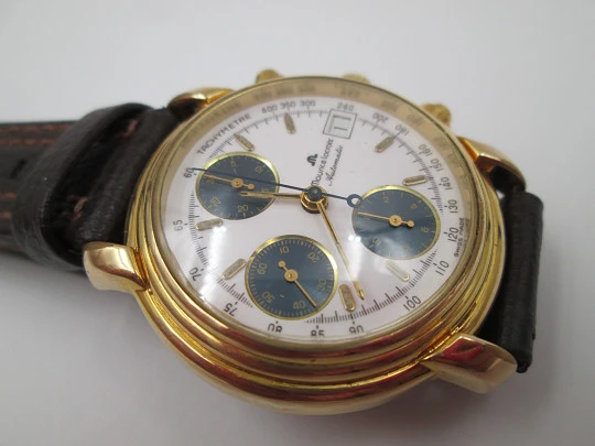 Maurice Lacroix chronograph. Automatic. Steel and gold plated. Box. 1995's. Swiss