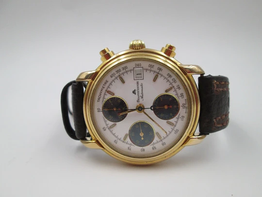 Maurice Lacroix chronograph. Automatic. Steel and gold plated. Box. 1995's. Swiss