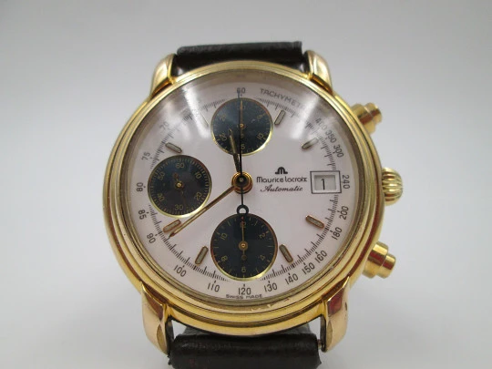 Maurice Lacroix chronograph. Automatic. Steel and gold plated. Box. 1995's. Swiss