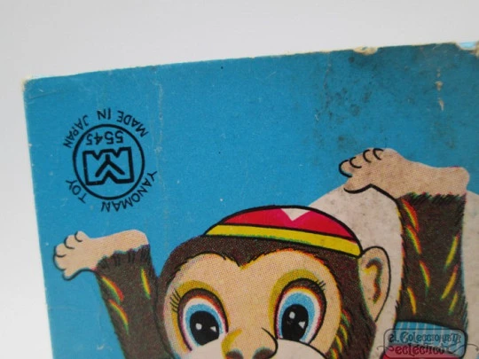 Mechanical acrobat monkey. Wind-up. Japan. 1950's. Tinplate. Yanoman Toys