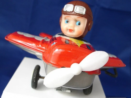 Mechanical aircraft Star Fire P-81. Tinplate. Kanto Toys. 1950's. Clockwork