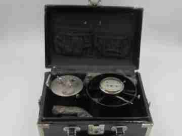 Mechanical anemometer. Nickel plated metal & black lacquer. Manual wind. Germany, 1910's
