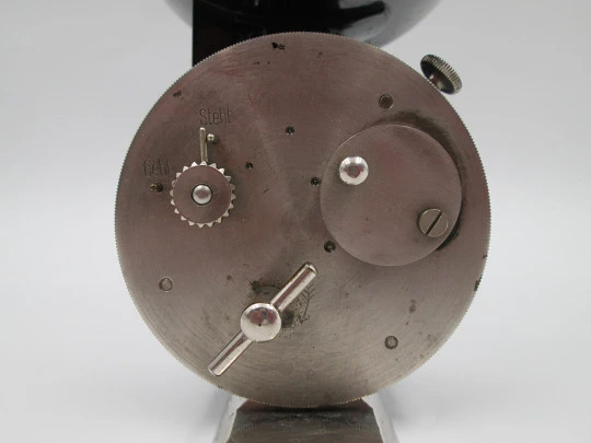 Mechanical anemometer. Nickel plated metal & black lacquer. Manual wind. Germany, 1910's