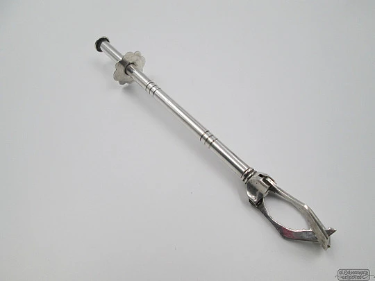 Mechanical claw ice tongs. Silver plated. 1880's. Adolphe Boulenger