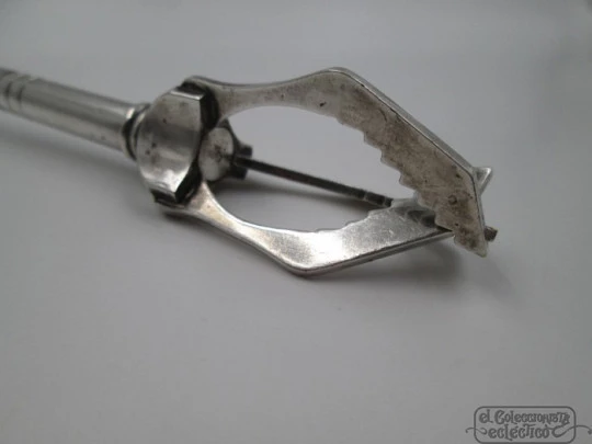 Mechanical claw ice tongs. Silver plated. 1880's. Adolphe Boulenger