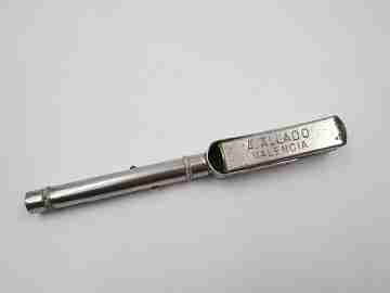 Mechanical combo. Dip pen, retractable pencil and rubber stamp. Silver plated. 1910's